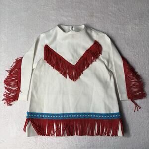 Vtg Native American Costume Kids Sz 10 Theater Halloween Thanksgiving Fringe Top